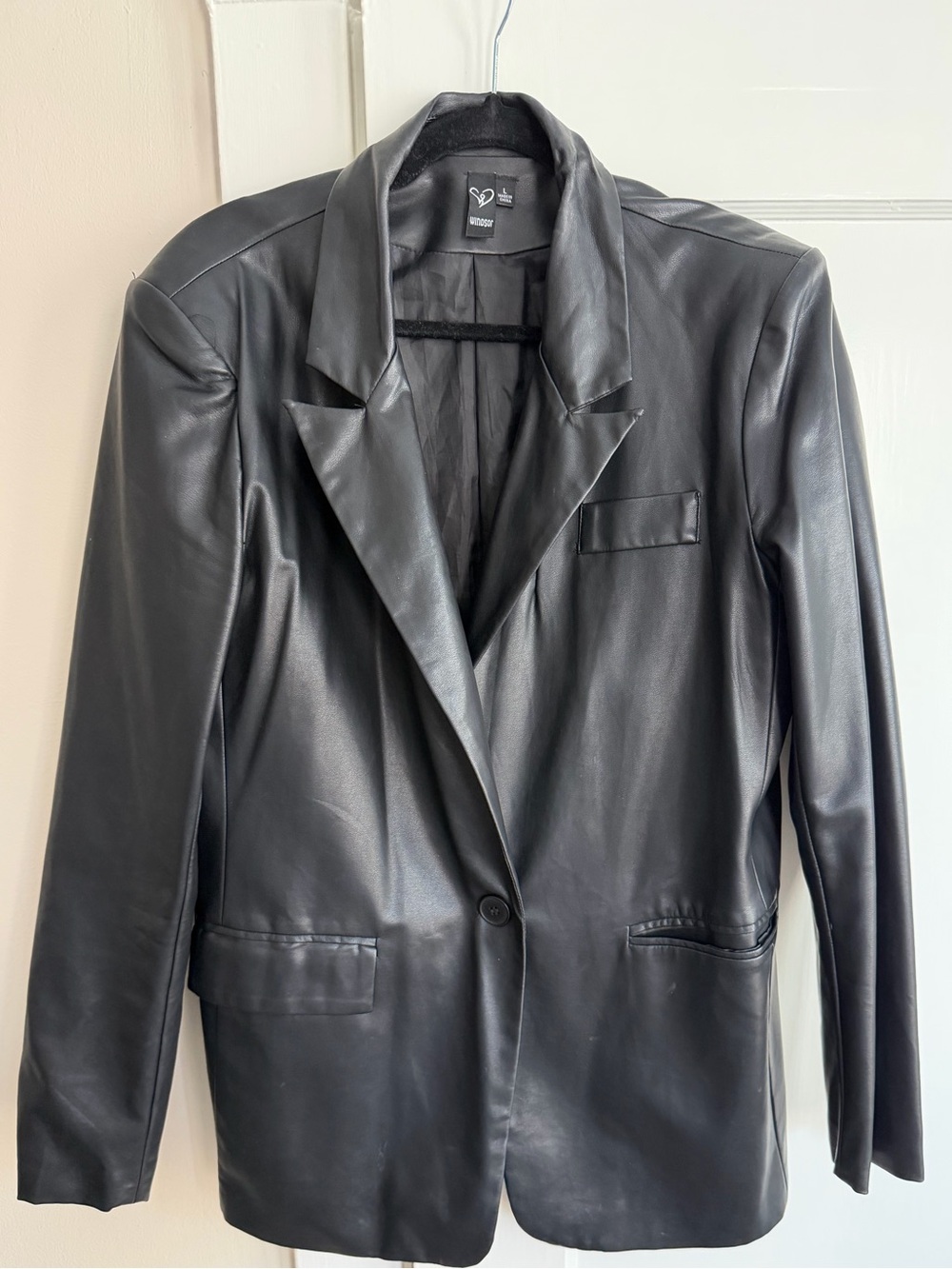 Oversized Faux Leather Blazer